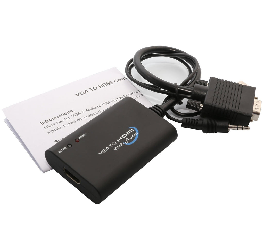 IOCrest 1080P VGA to HDMI Audio Video Cable Converter Active Output Adapter for