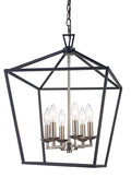 TRANS GLOBE Imports 10266 BK/BN Transitional Six Light Pendant in Black Finish,
