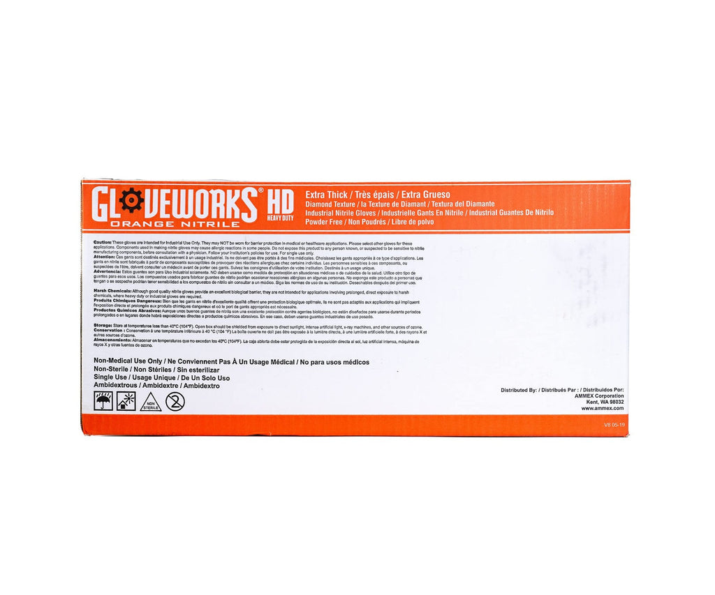 Gloveworks HD Orange Nitrile Gloves Medium