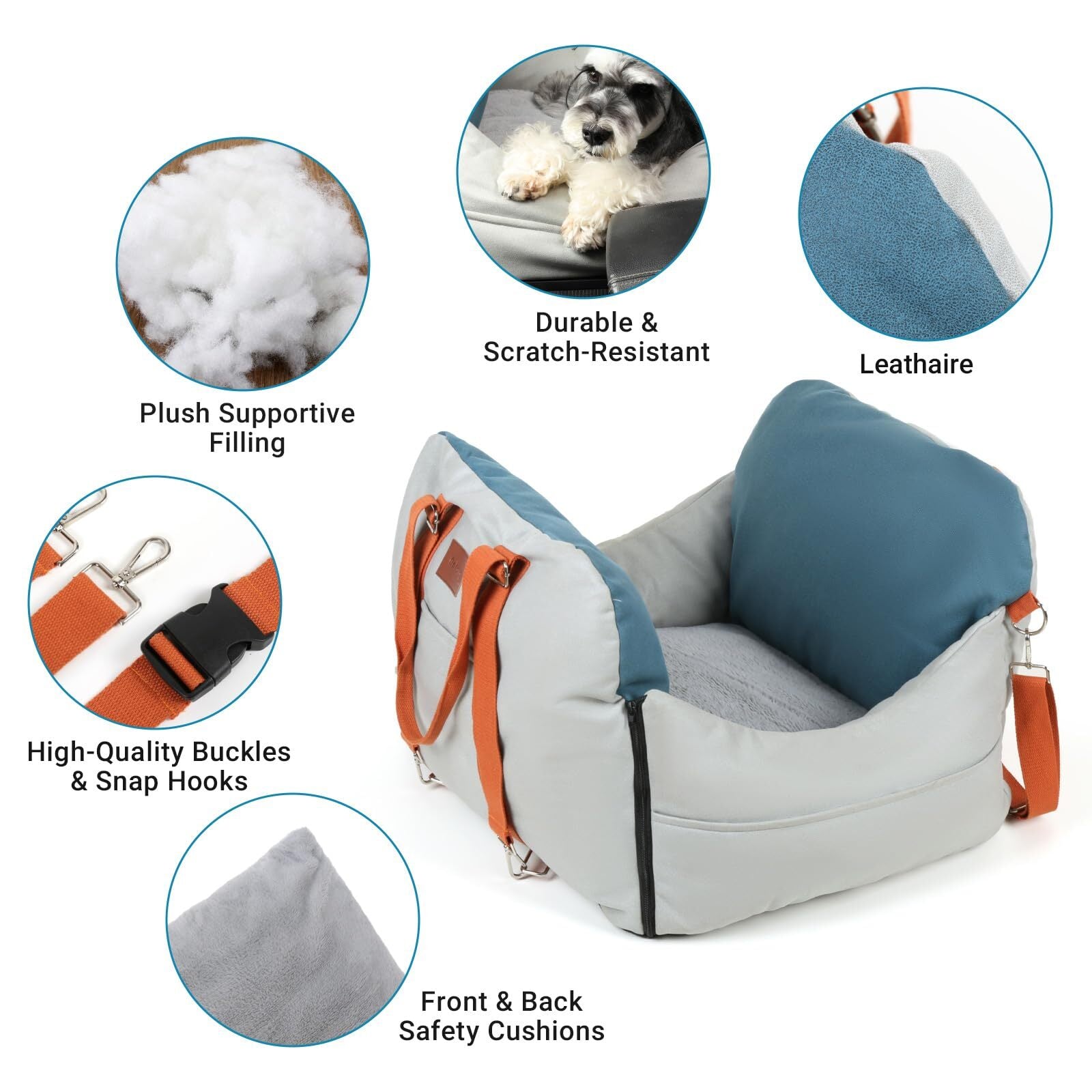 NAHANGPET Leath-Aire Dog Car Seat for Small Dogs Scratch Resistant Waterproof...