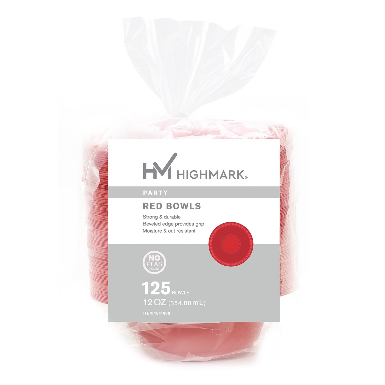 Highmark® Plastic Bowls, 12 oz, Red, Pack Of 125