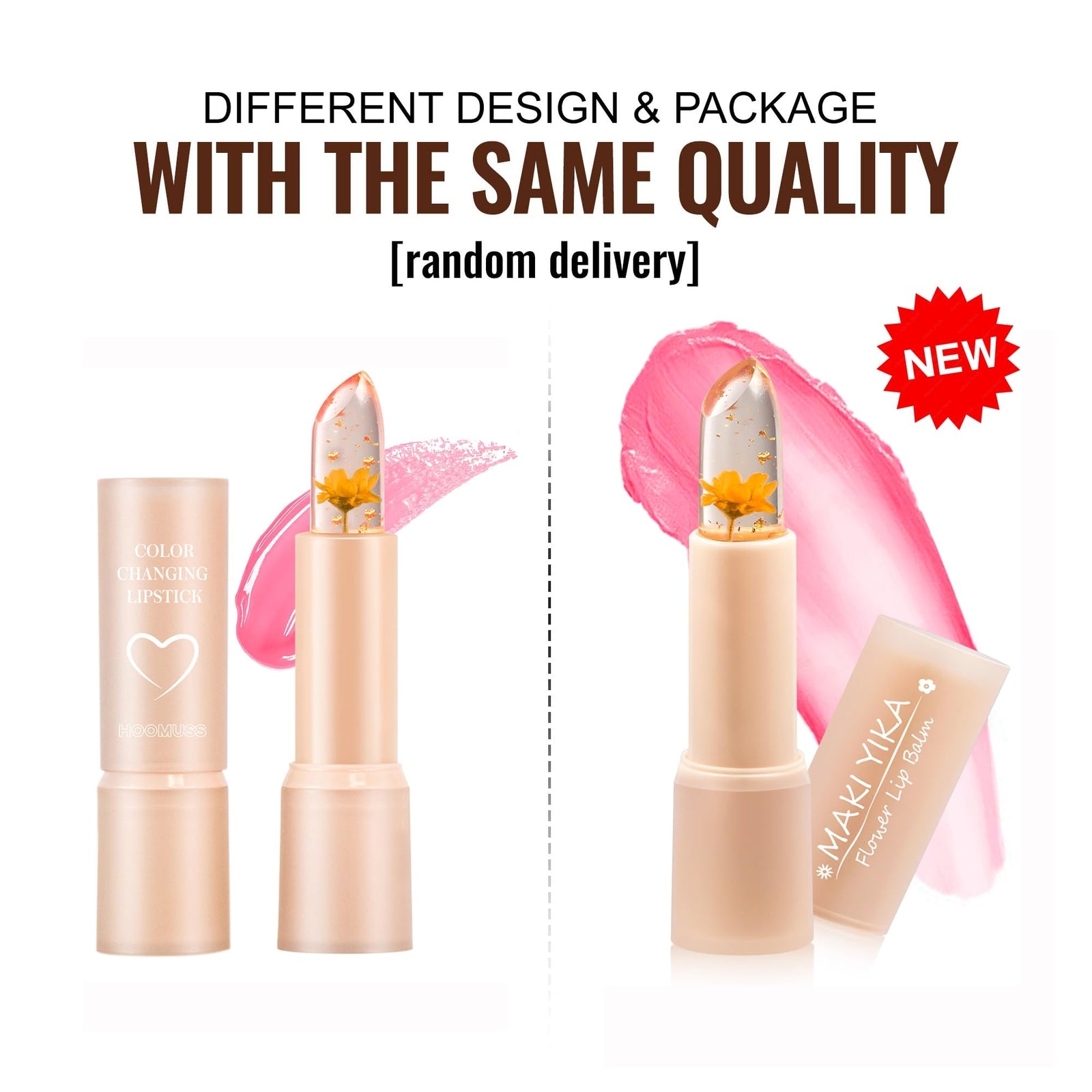 Flower Lip Balm - Color Changing Lipstick Jelly Lip Stain for Perfect Pink
