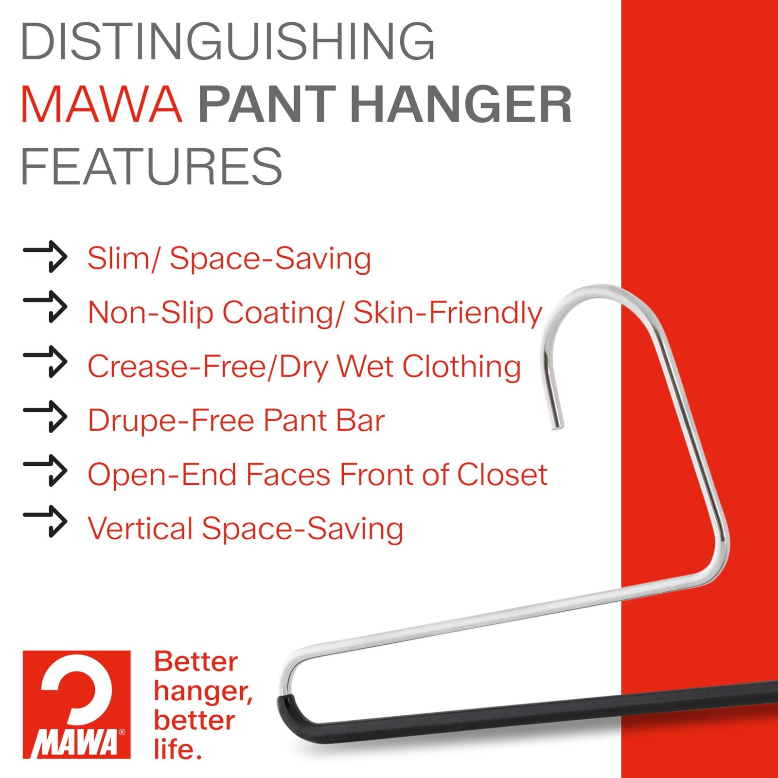 Mawa by Reston Lloyd Reverse Hook Trouser Series Non-Slip Space-Saving Clothes