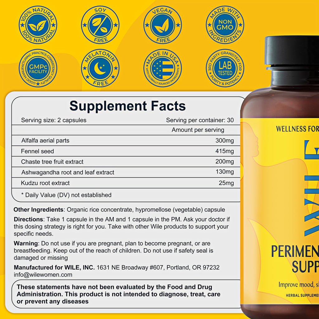 WILE Menopause and Perimenopause Supplements for Women with Ashwagandha -
