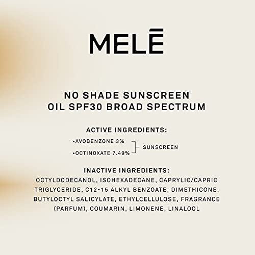 Mele Sunscreen Oil SPF 30 – Lightweight, Invisible Finish, 1 oz, No Shade
