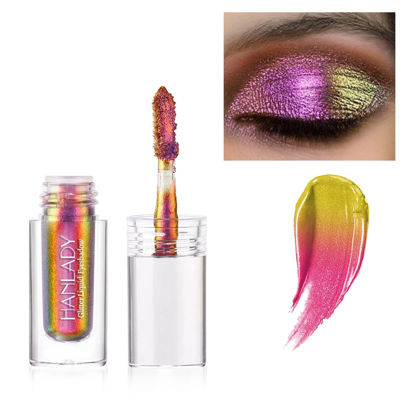 HANLADY Chameleon Eyeshadow Liquid Glitter Eye Makeup, Glitter Eyeshadow Intense