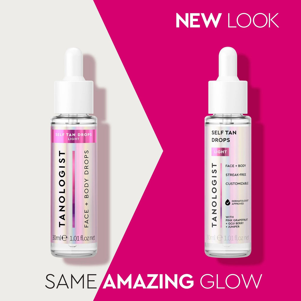 Tanologist Light Self Tan Drops, Streak-Free Body & Face Tanning Drops, No Fake