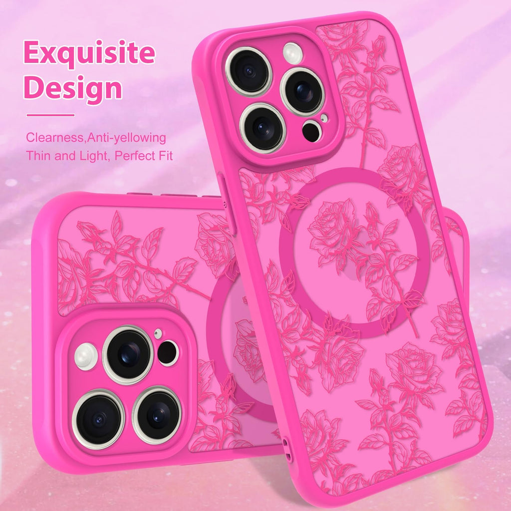 MZELQ for iPhone 11 Pro Max Case Rose Floral Flowers Matte Aesthetic Cute