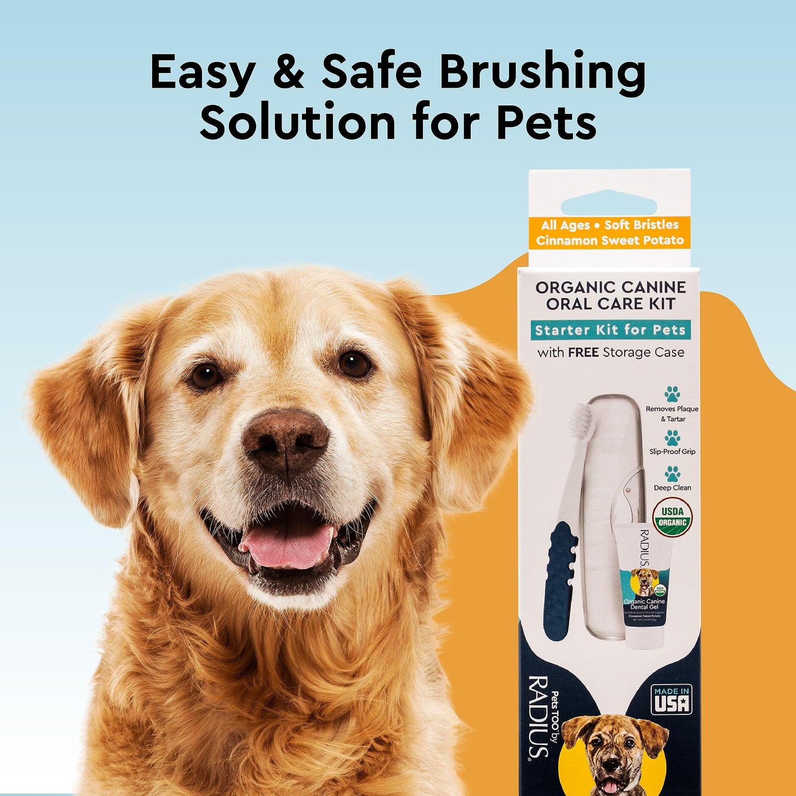 RADIUS USDA Organic Dental Solutions Puppy Kit 1 Unit, 1 Dog Toothbrush & 1