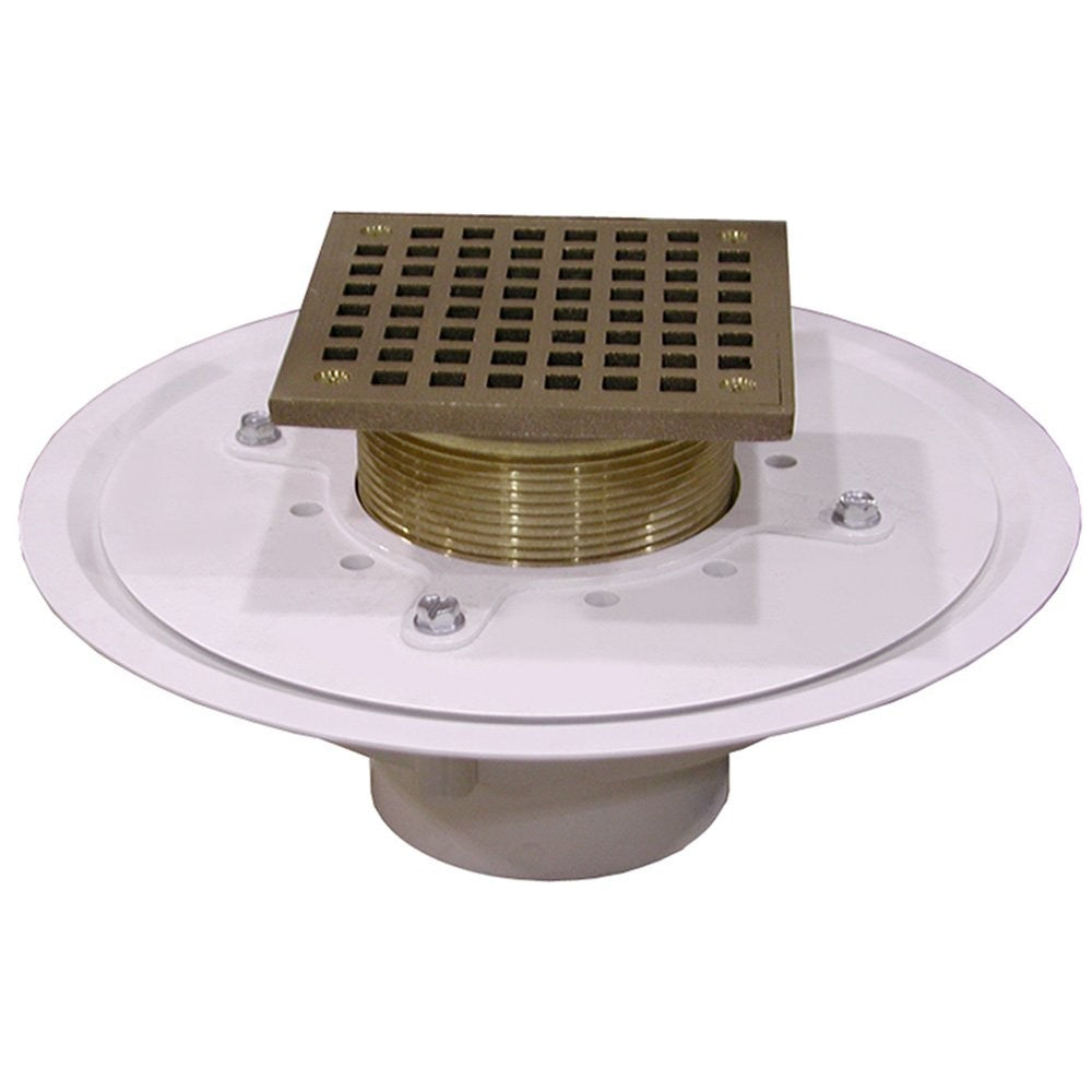 Jones Stephens Corp - 2 PVC Hd FLR Drn W/6 Sq BRZ Str/Spud