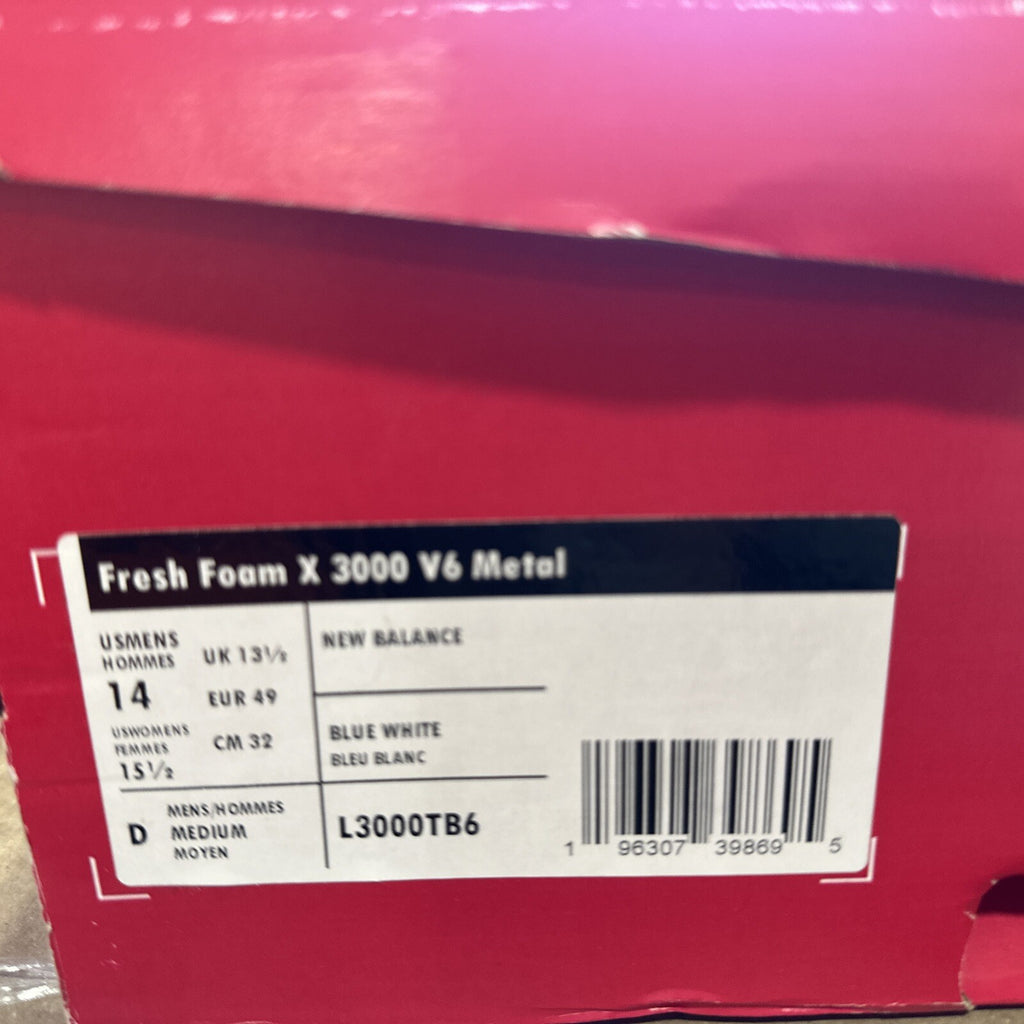 New Balance Fresh Foam X 3000 v6 L3000TB6 Baseball Metal Cleats Mens Sz 14 Blue