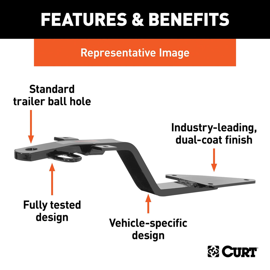CURT 11632 Class 1 Fixed-Tongue Trailer Hitch with 3/4-Inch Trailer Ball Hole