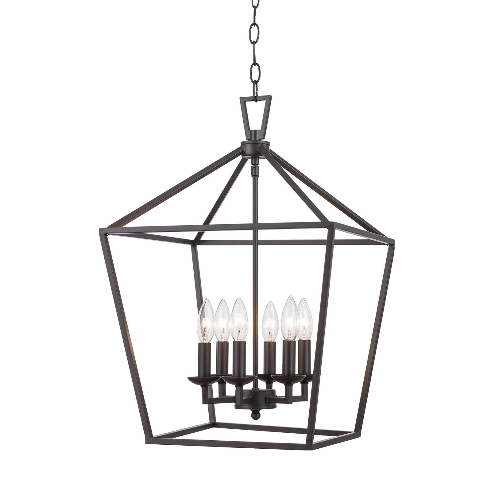 TRANS GLOBE Imports 10266 BK/BN Transitional Six Light Pendant in Black Finish,
