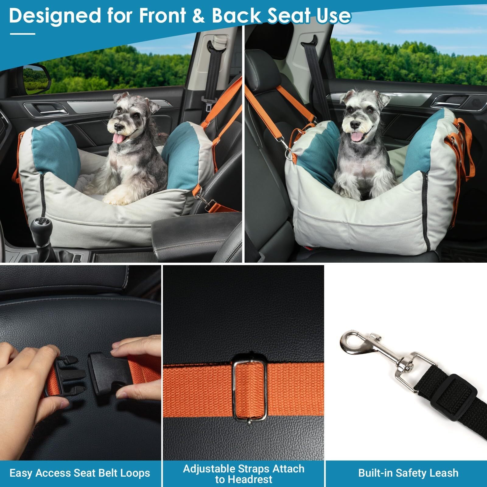 NAHANGPET Leath-Aire Dog Car Seat for Small Dogs Scratch Resistant Waterproof...