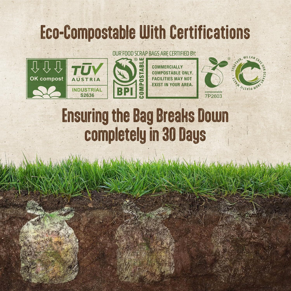 13 Gallon Compost Bags With Handles - 30 Count Biodegradable Trash Bags,
