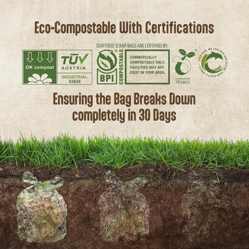 13 Gallon Compost Bags With Handles - 30 Count Biodegradable Trash Bags,