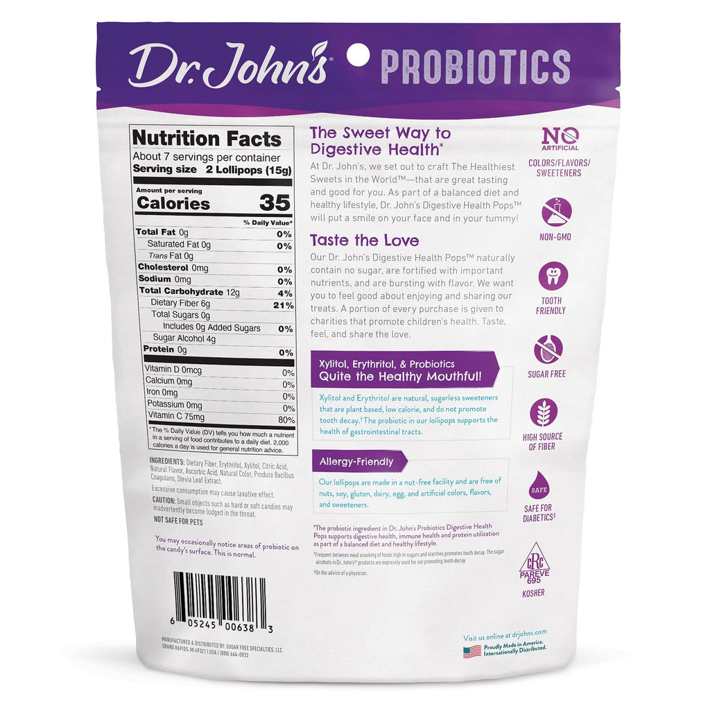 Dr. John’s Sugar Free Candy, Healthy Lollipops with Zero Sugar, Low Calorie