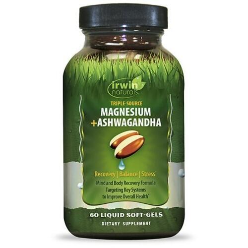 Irwin Naturals Triple Source Magnesium + Ashwagandha  60 Liquid Soft-Gels