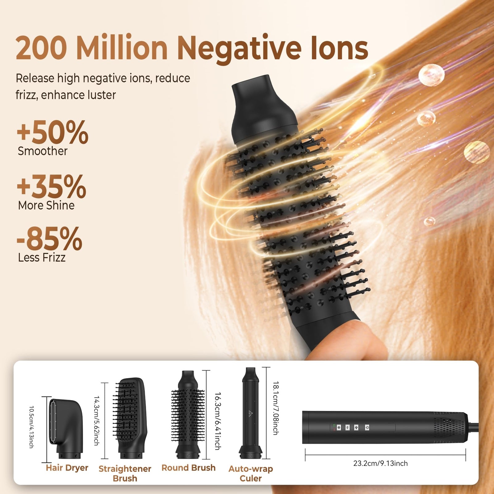 JINYAWA 5 in 1 Hot Air Styler 110000 RPM High-Speed Ionic Hair Dryer Brush Au...