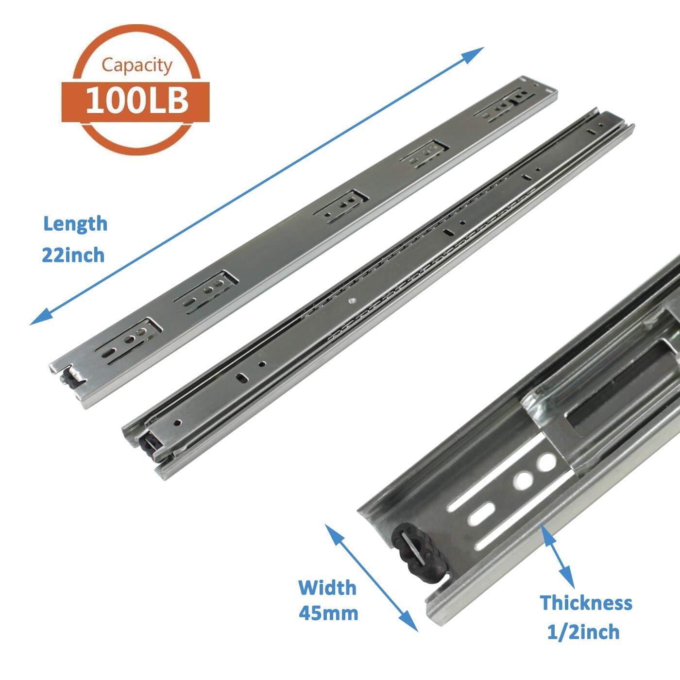 22 Inch Three-Section Nickel Slide Rail Track Furniture Closet File Cabinet