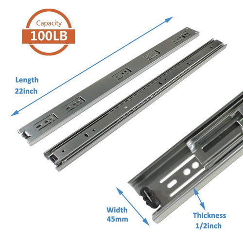 22 Inch Three-Section Nickel Slide Rail Track Furniture Closet File Cabinet