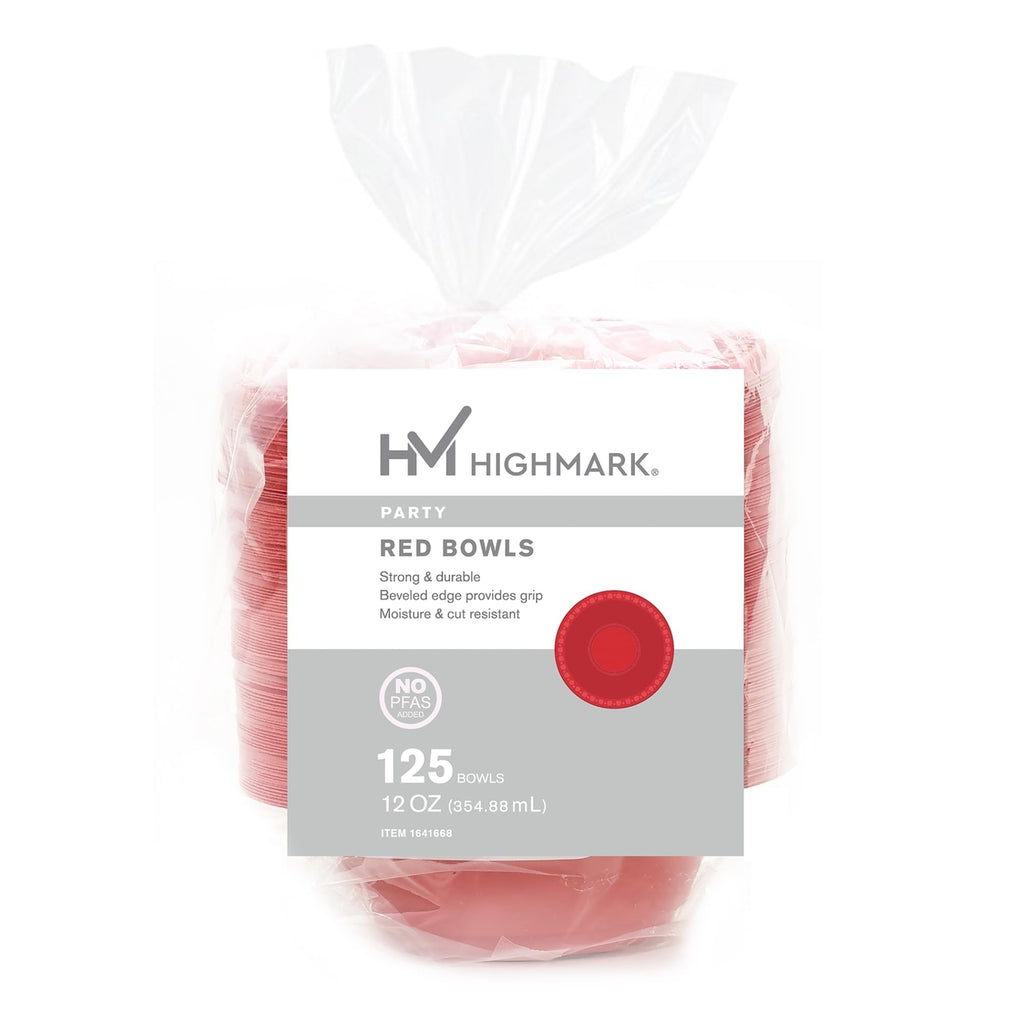 Highmark® Plastic Bowls, 12 oz, Red, Pack Of 125