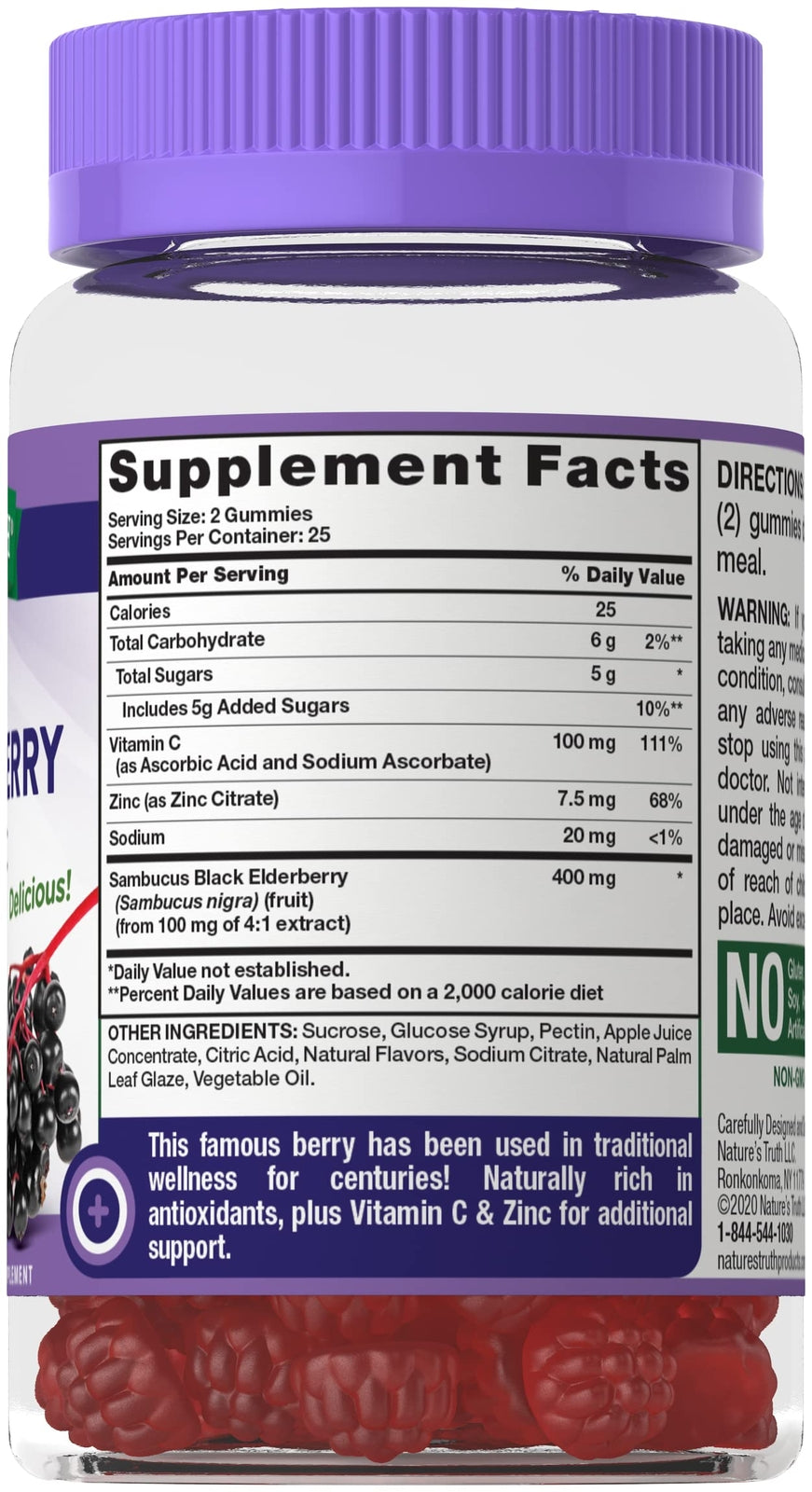 Nature's Truth Sambucus Black Elderberry Gummies 50 Count(Pack of 1)