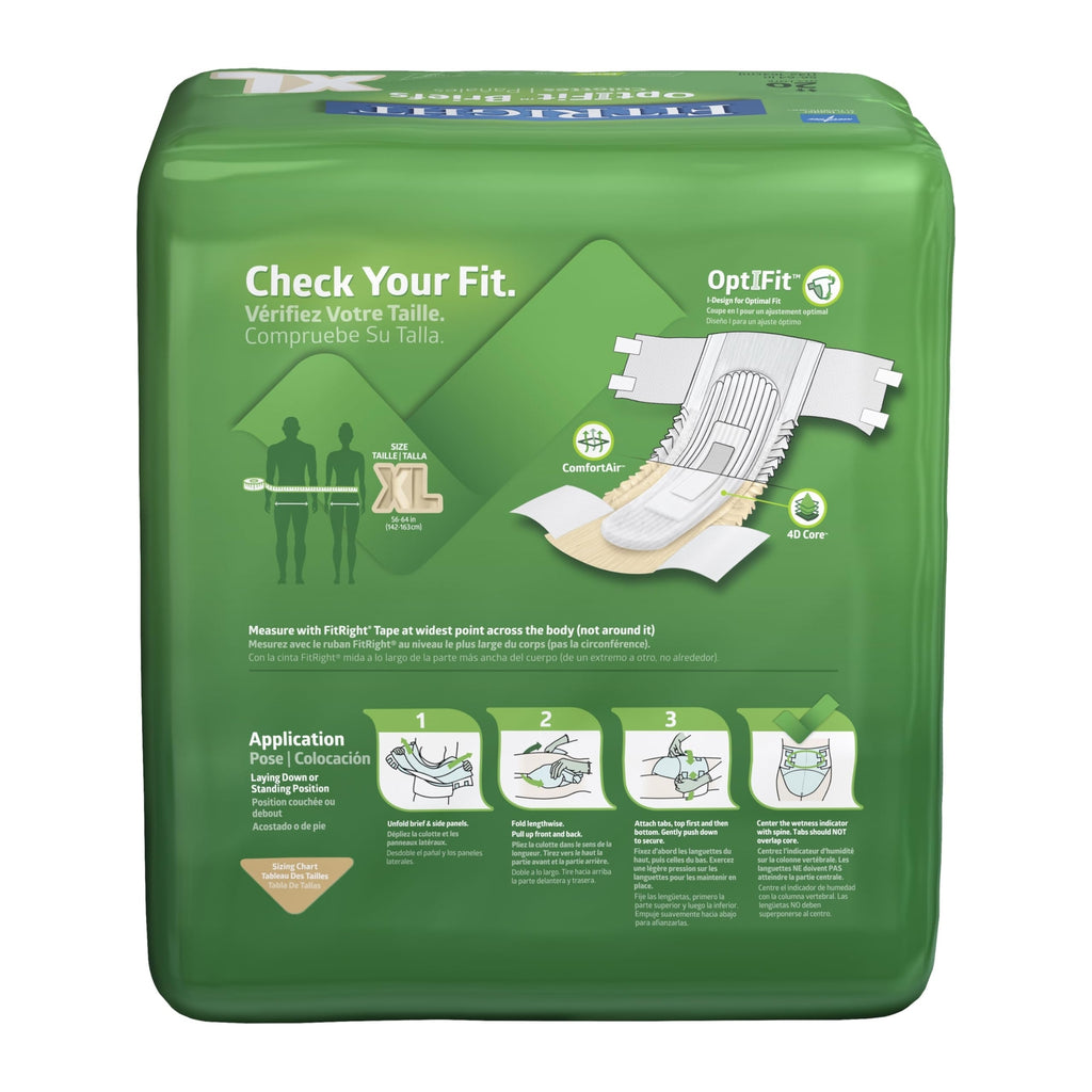 FitRight OptiFit Extra Adult Briefs with Tabs, Unisex, X-Large (56-64 Inches),