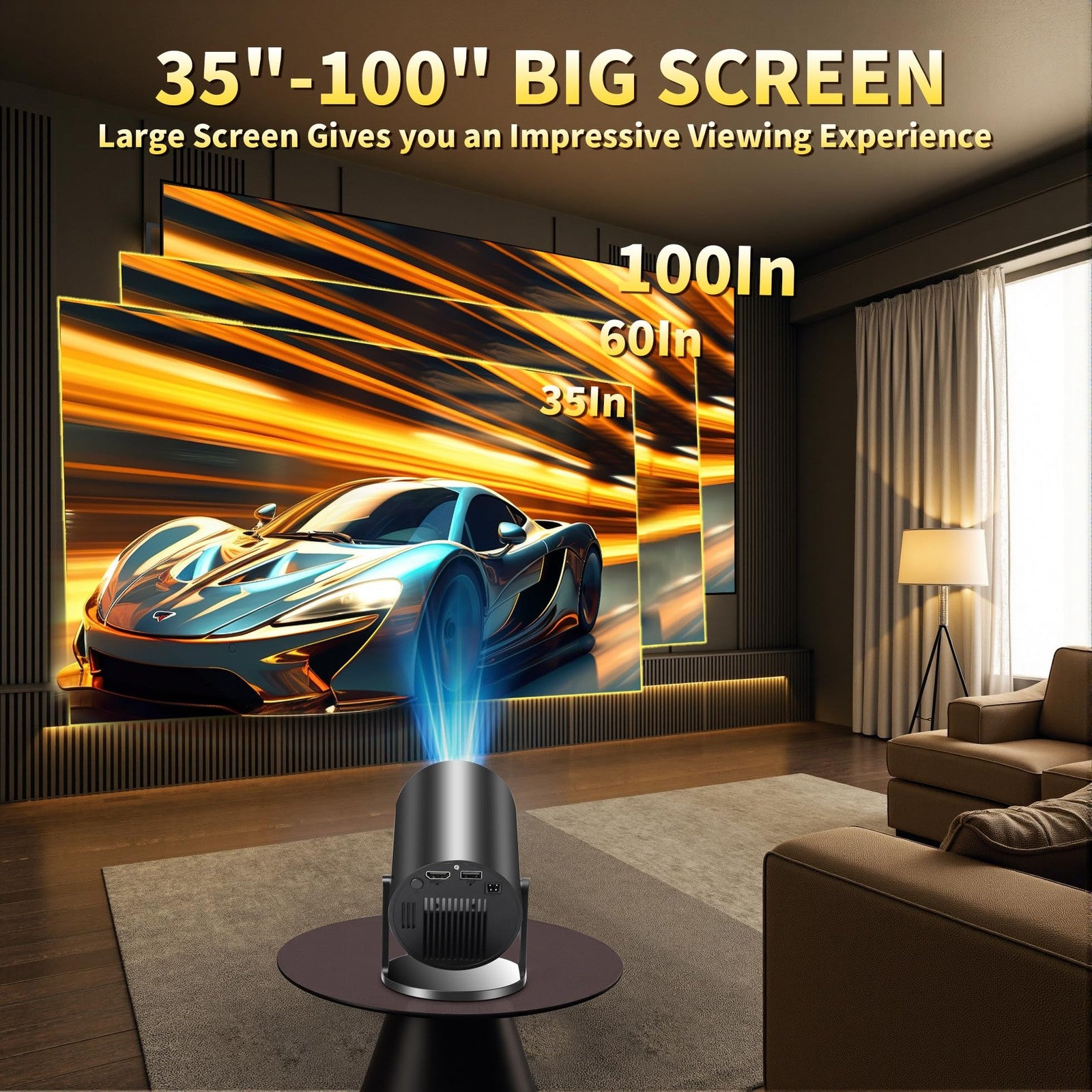 Mini Projector, Support 4K 1080P Portable Projector with Bidirectional WIFI6 5G