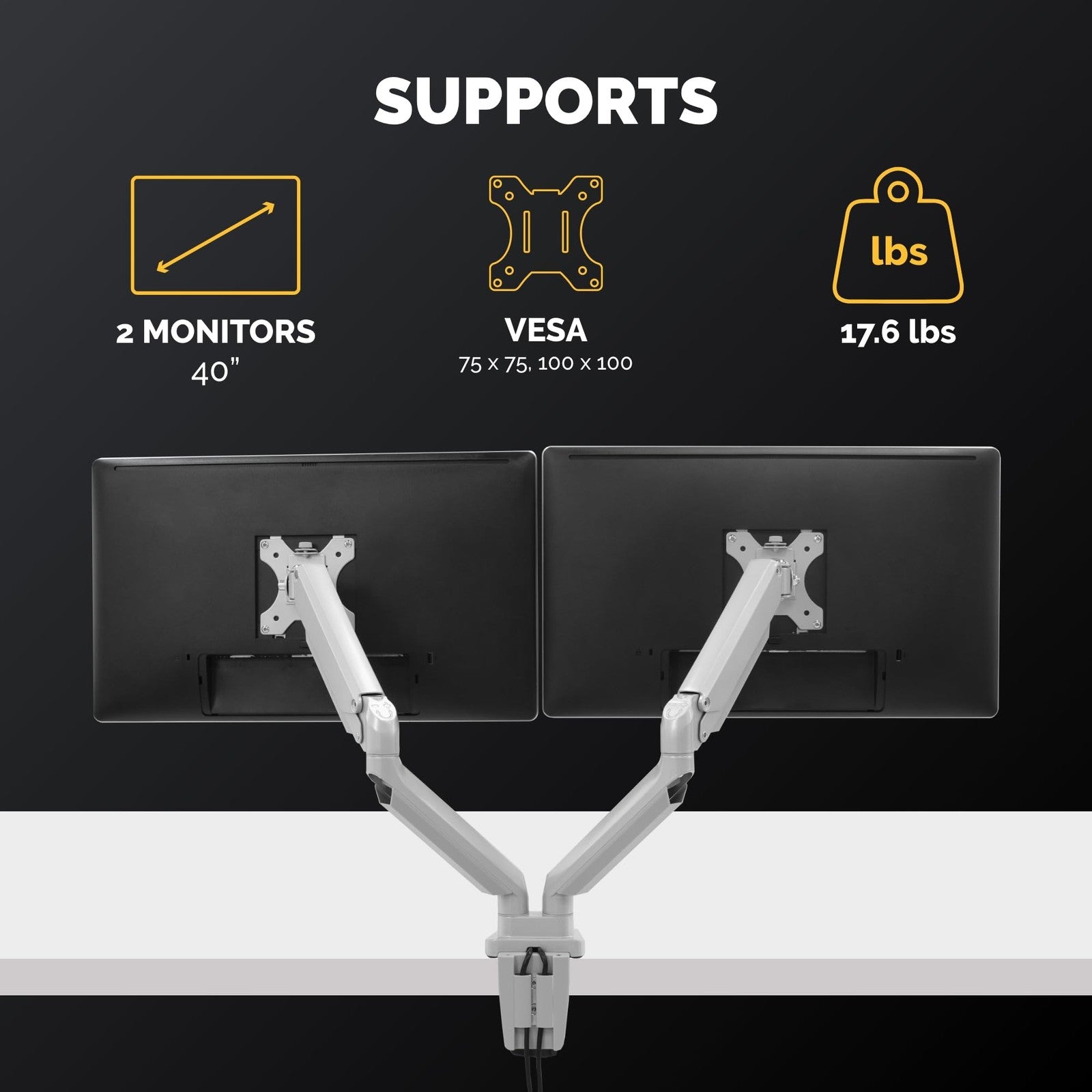 Fellowes Platinum Series Dual Monitor Arm for 40-Inch Monitors, Full Motion,