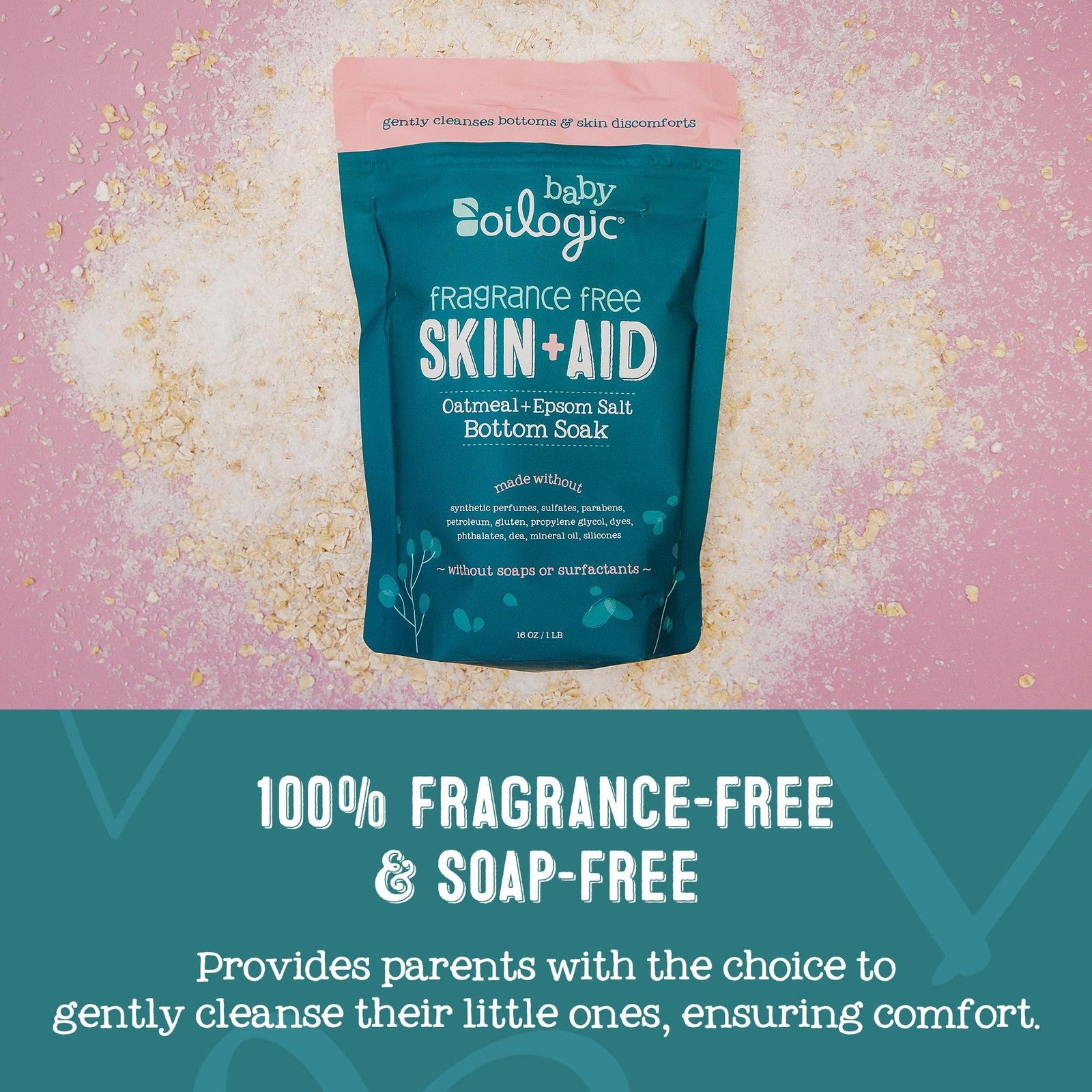 Oilogic Oatmeal Epsom Salt Bath Soak for Babies - Gentle Baby Bath Essentials