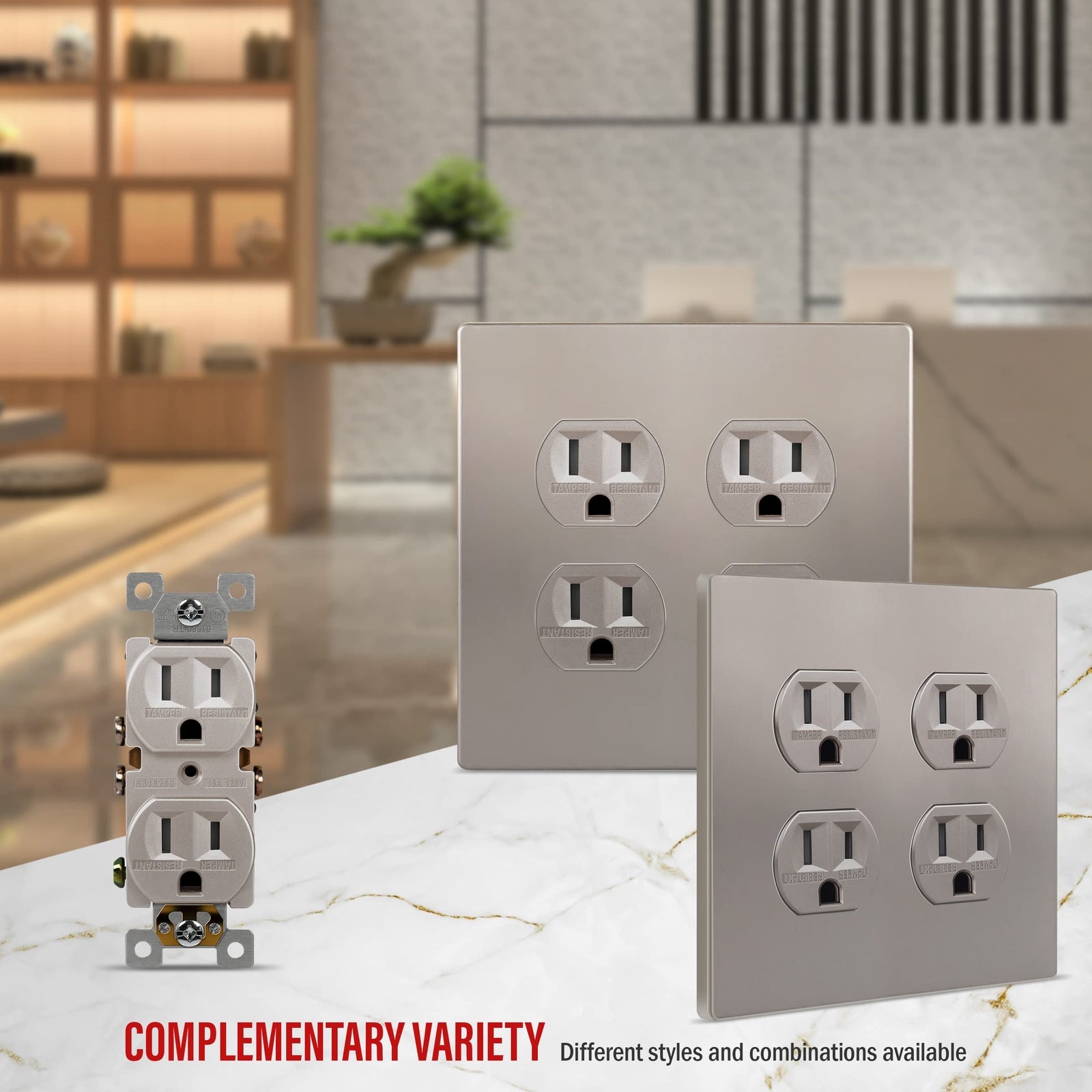 ENERLITES Elite Series Duplex Outlet Receptacle Cover, Two Gang Screwless Wall