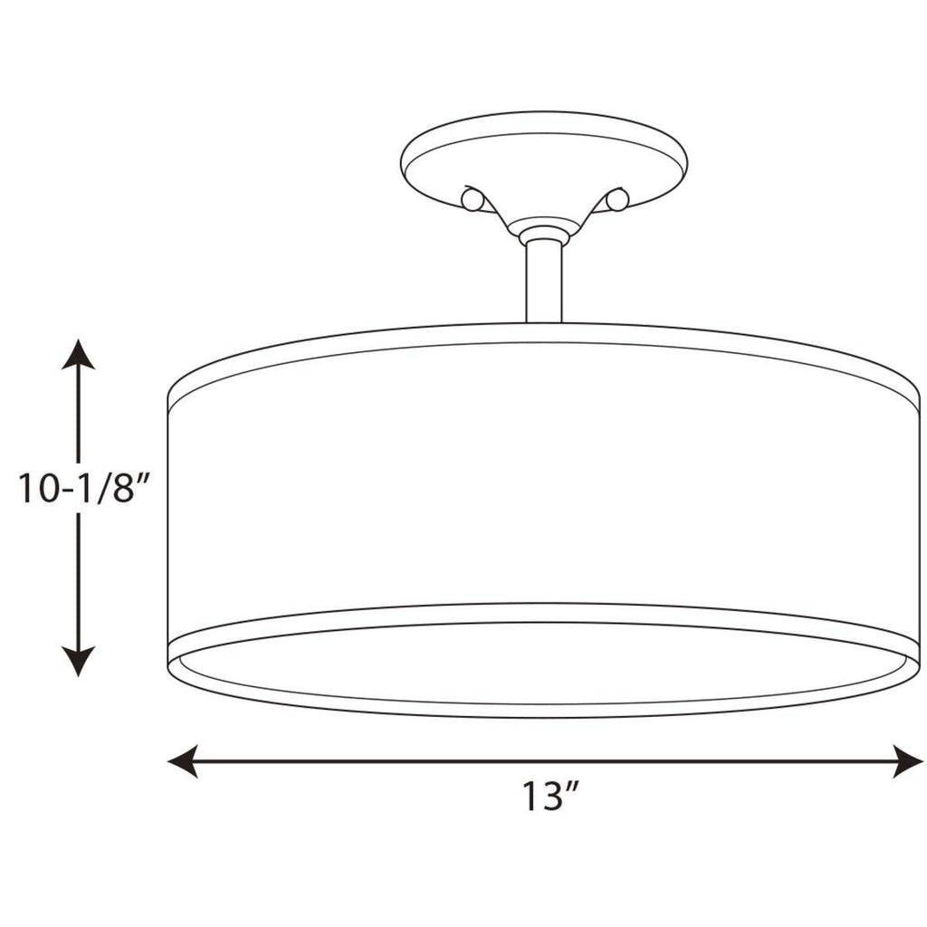 Progress Lighting P3939-09 Inspire Collection 2-Light Semi-Flushmount, Brushed
