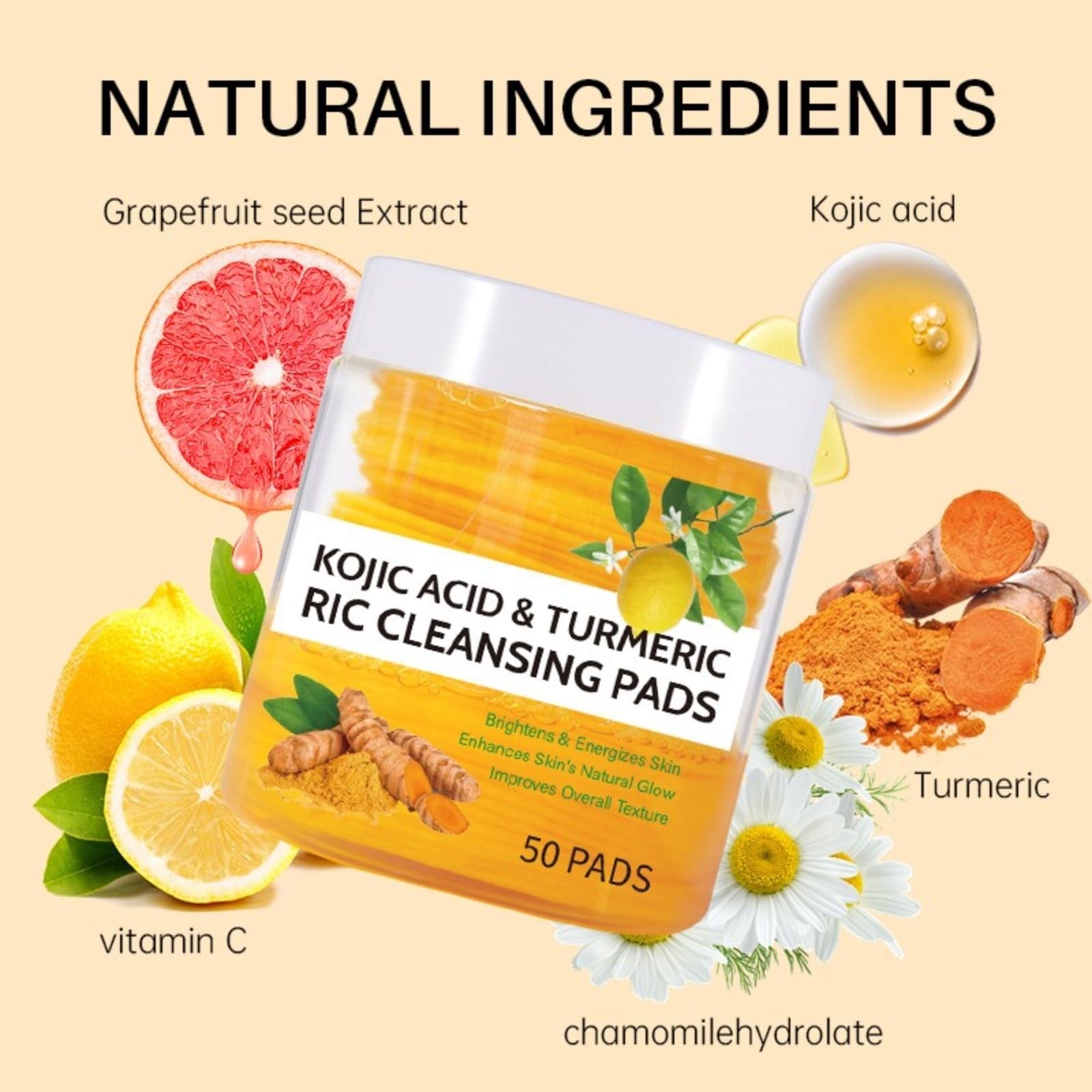 LULUWYDD Turmeric Cleansing pad, Used for exfoliating, Cleansing, and Facial