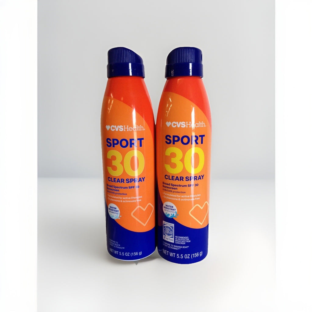 CVS Health Sport Clear Spray Sunscreen SPF 30, 5.5 Oz - 2 PACK - Exp. 11/2025+