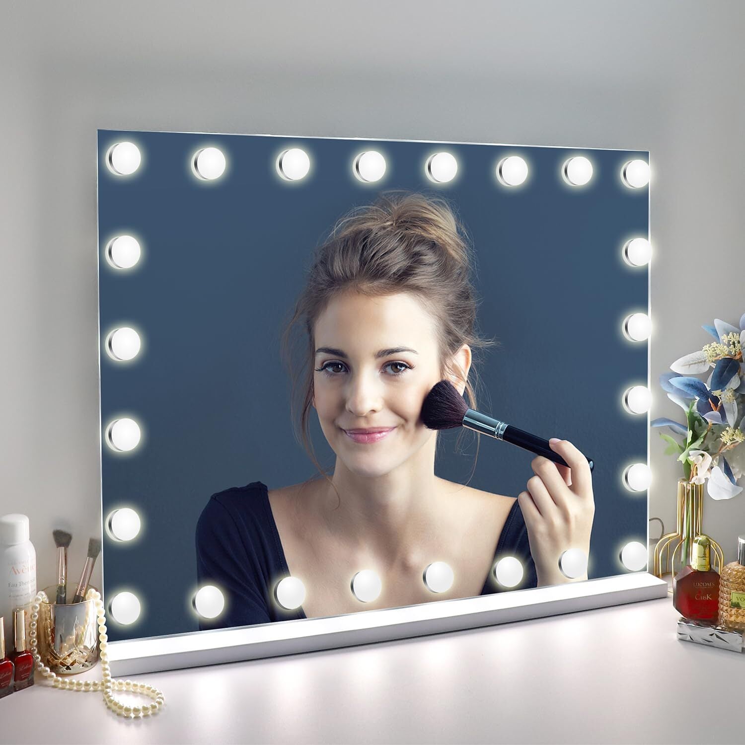 LilyHome 31.5"x 23.6" Vanity Mirror Makeup Mirror with Lights10X Large Hollyw...