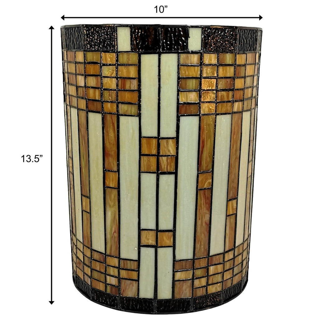 Tiffany Style Brown Yellow Geometric 2 Light Stained Glass Wall Sconce Vintage