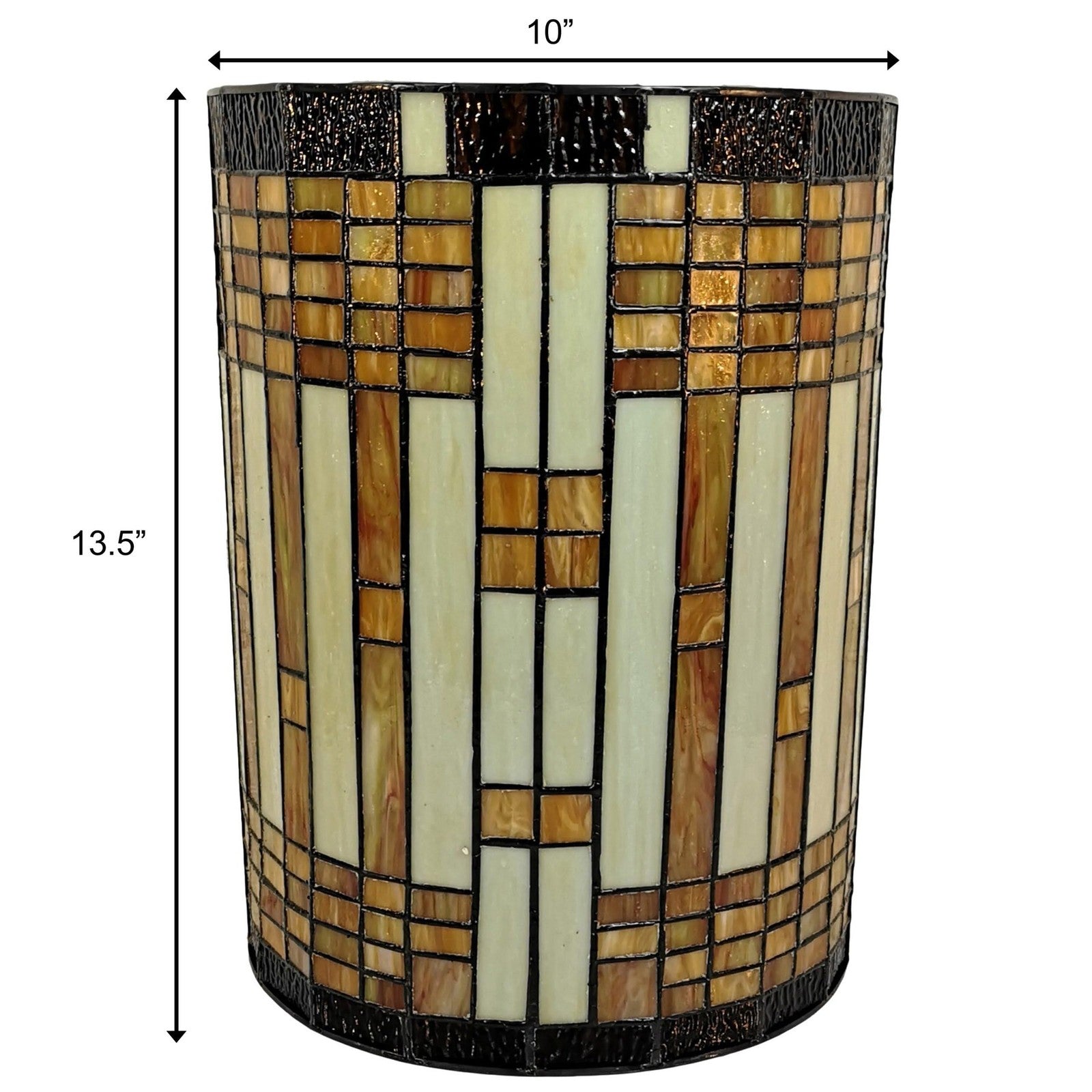Tiffany Style Brown Yellow Geometric 2 Light Stained Glass Wall Sconce Vintage