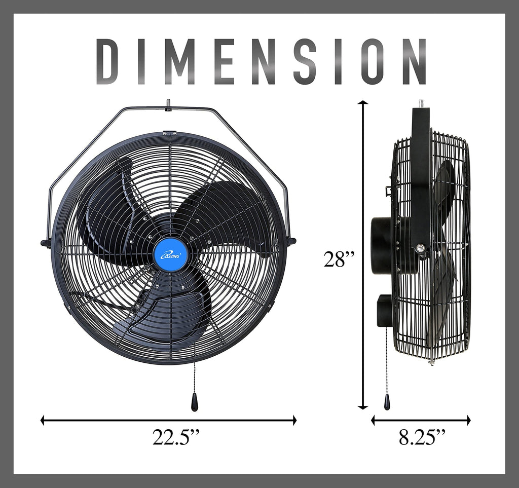 iLiving 18" Wall Mounted Variable Speed Indoor/Outdoor Weatherproof Fan Indus...