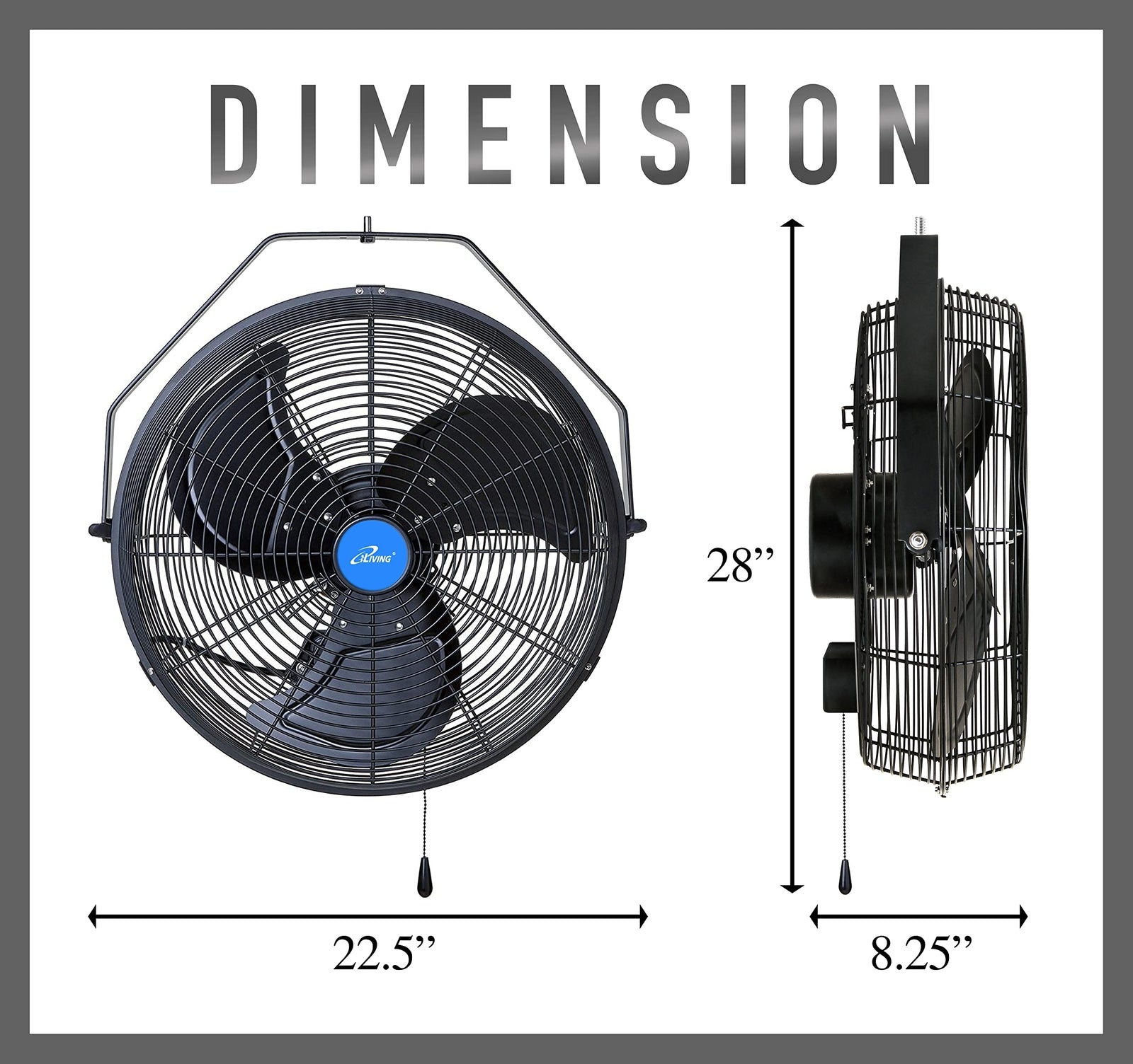 iLiving 18" Wall Mounted Variable Speed Indoor/Outdoor Weatherproof Fan Indus...