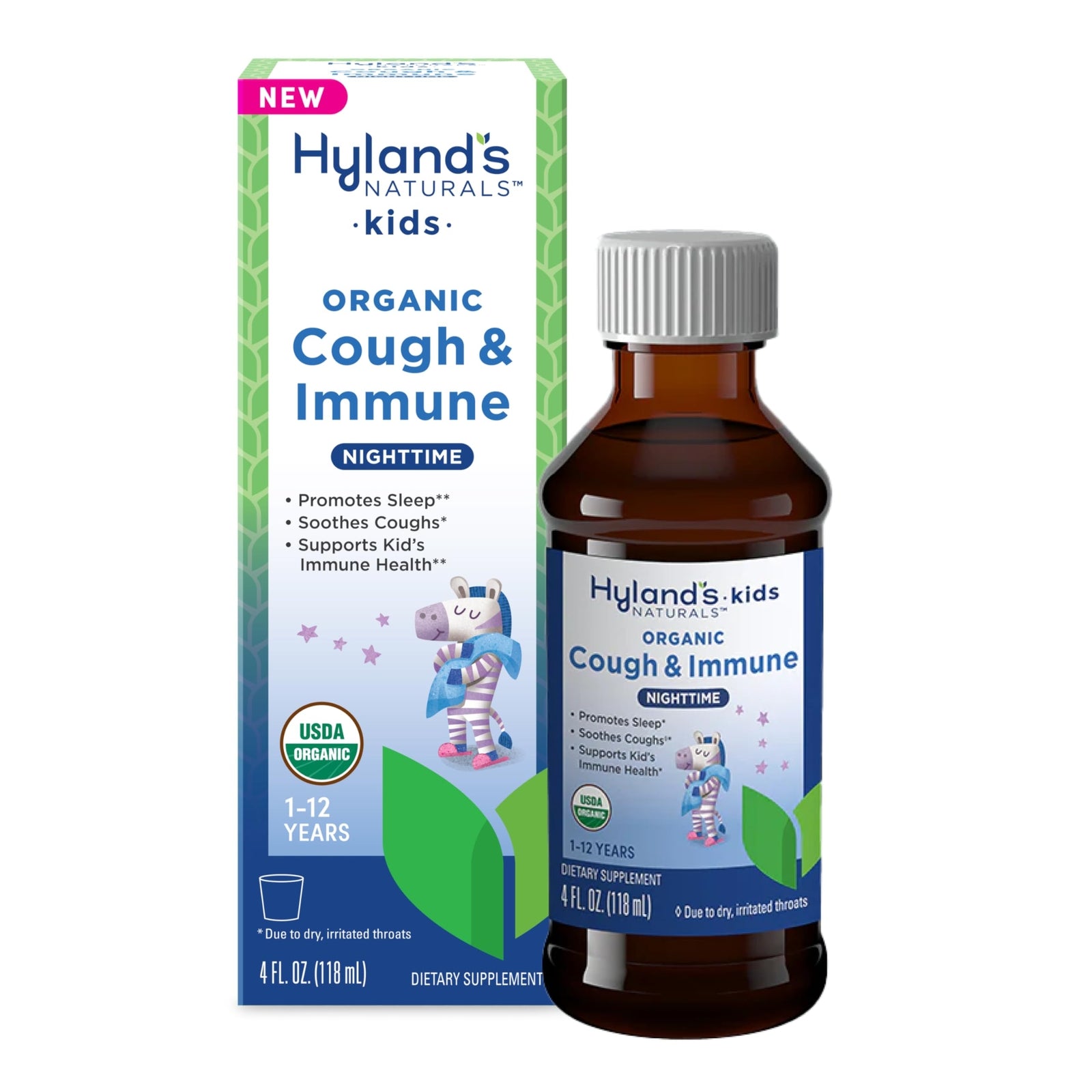 Hyland's Kids Nighttime Organic Cough Syrup and Immune Support with Agave,