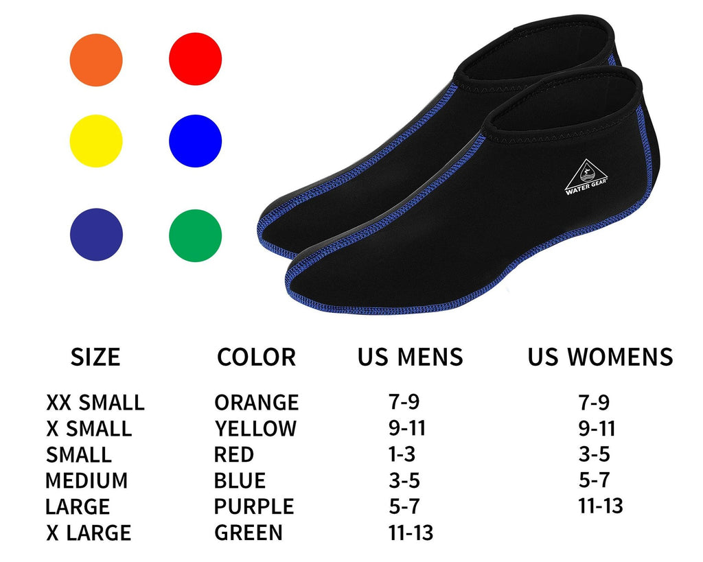 Water Gear Fin Socks, Large (Blue Stitching)