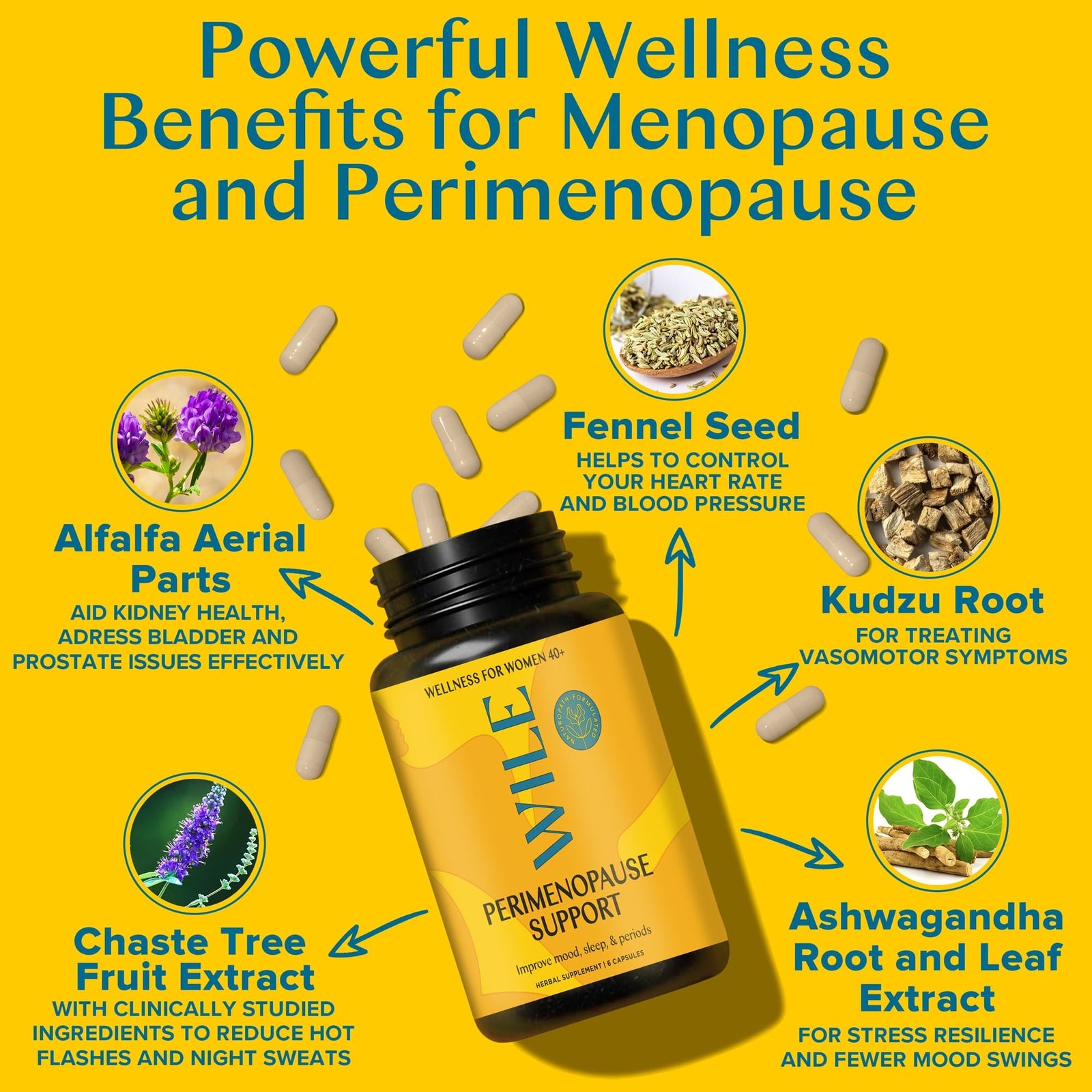 WILE Menopause and Perimenopause Supplements for Women with Ashwagandha -