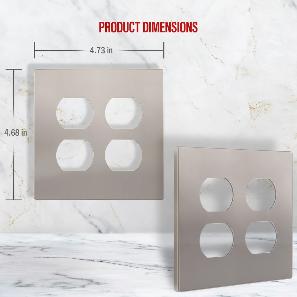 ENERLITES Elite Series Duplex Outlet Receptacle Cover, Two Gang Screwless Wall