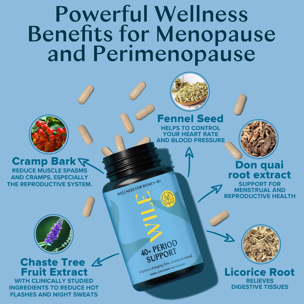 WILE Menopause and Perimenopause Supplements for Women - Menstrual Cramp, PMS