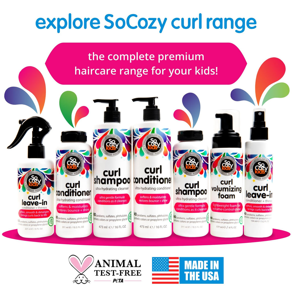 SoCozy Curl Conditioner for Kids Curly Hair (16 Fl Oz Pump) Helps Soften Dry &