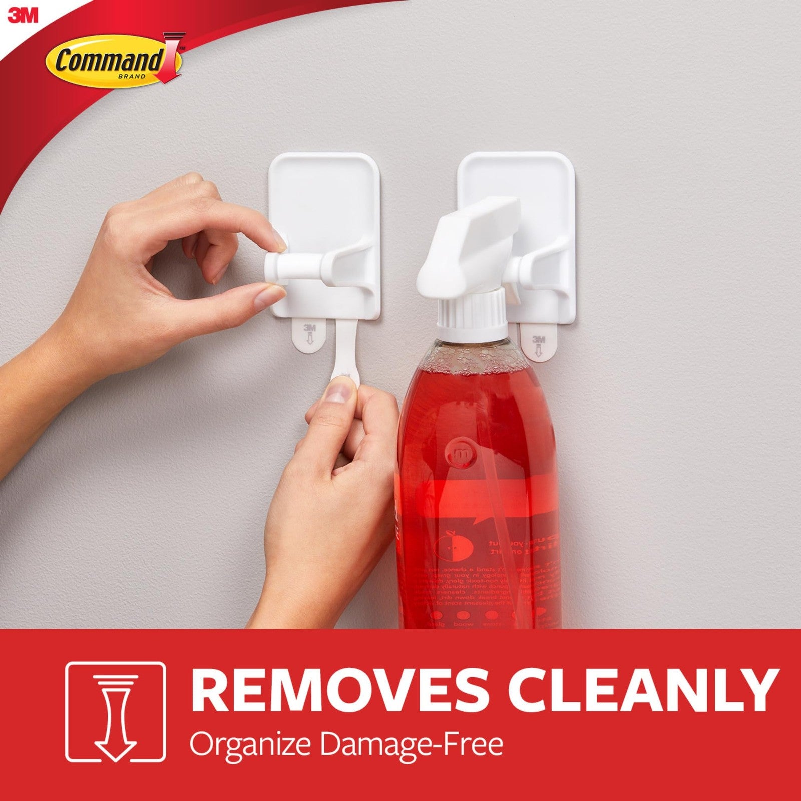 Command Spray Bottle Hangers, White/Gray, 2