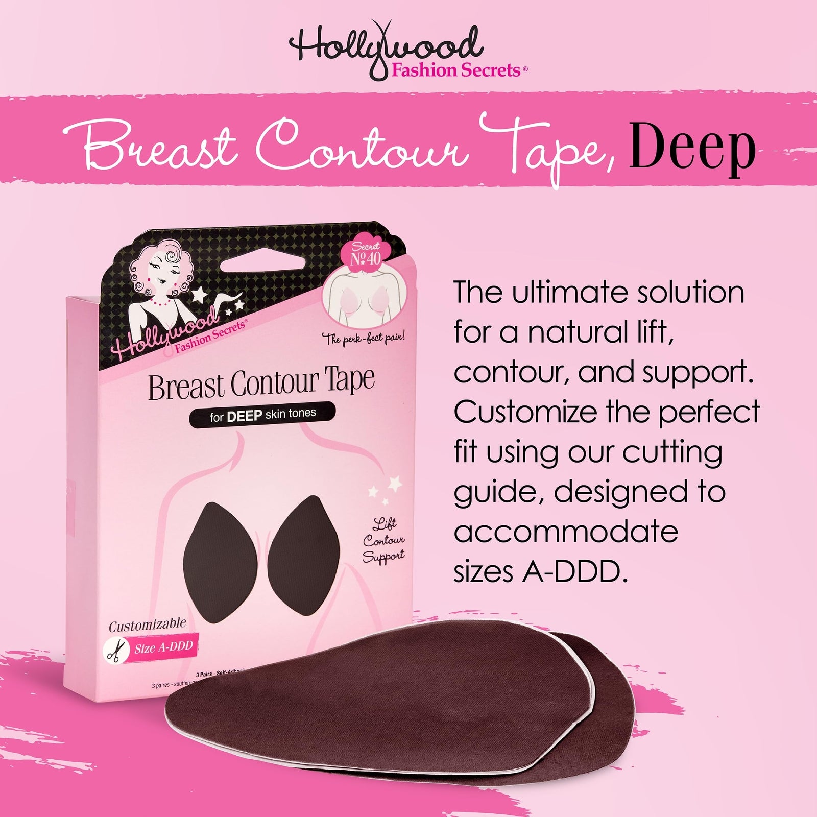 Hollywood Fashion Secrets Breast Contour Tape - Deep, 3-pairs Self-Adhesive