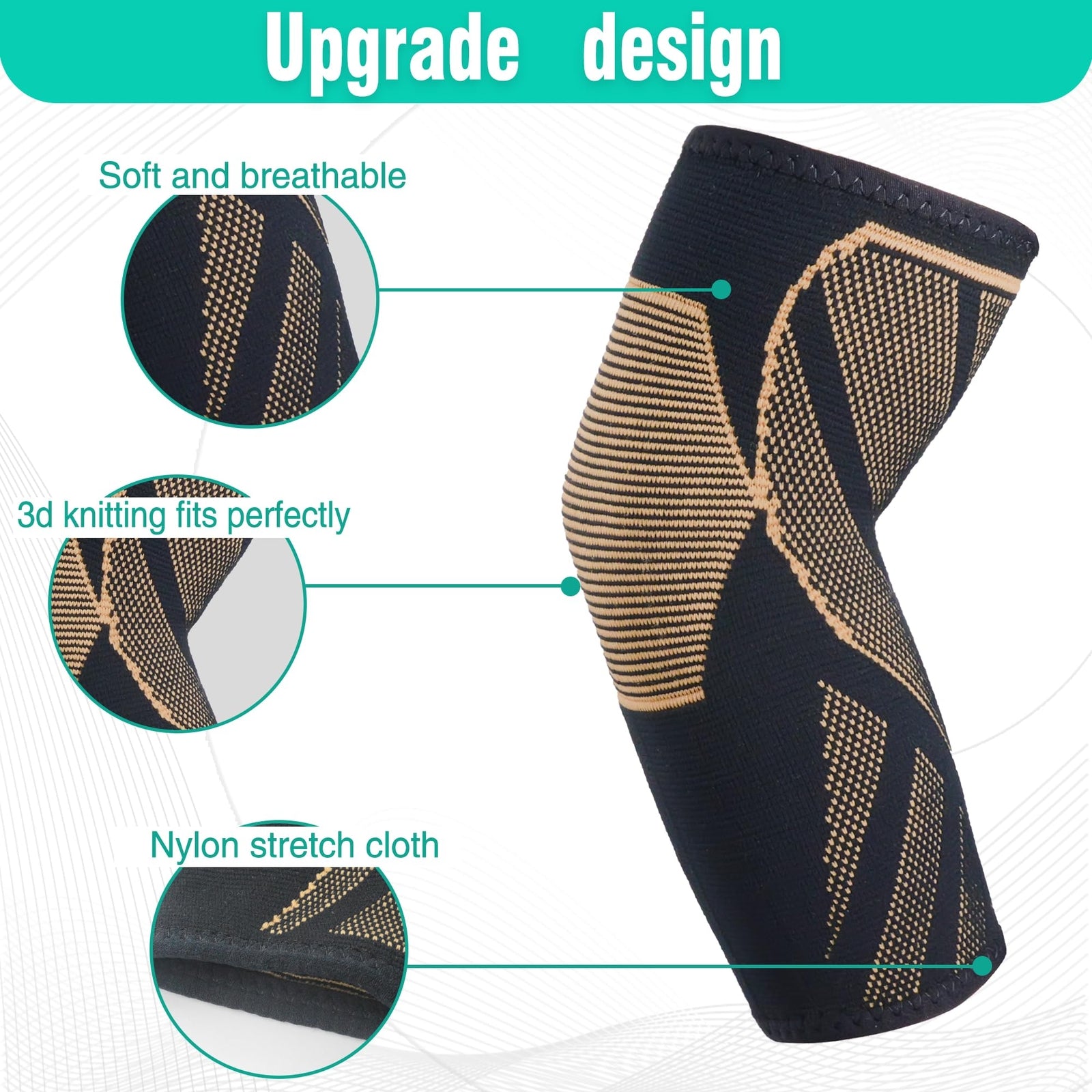 CYCLXY 2 Pairs Elbow Compression Sleeve ，Copper Tennis Elbow Braces for