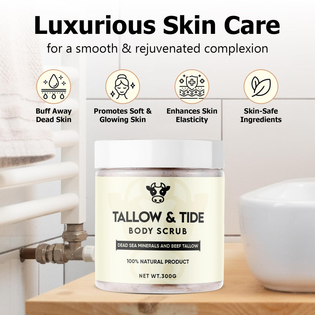 Exfoliating Body Scrub with Dead Sea Minerals & Beef Tallow for Skin - Hydrating